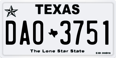 TX license plate DAO3751