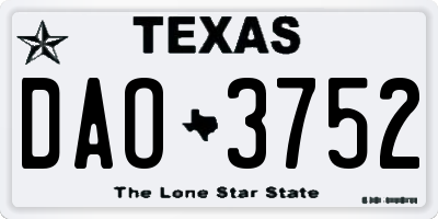 TX license plate DAO3752