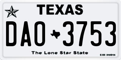 TX license plate DAO3753