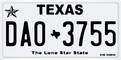 TX license plate DAO3755