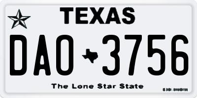 TX license plate DAO3756