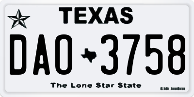 TX license plate DAO3758