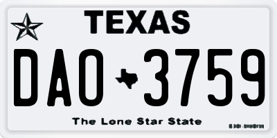 TX license plate DAO3759