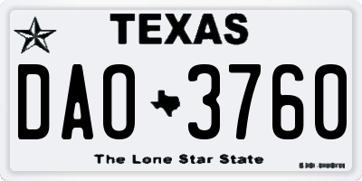 TX license plate DAO3760