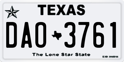 TX license plate DAO3761