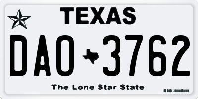 TX license plate DAO3762