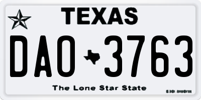 TX license plate DAO3763