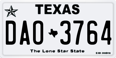 TX license plate DAO3764