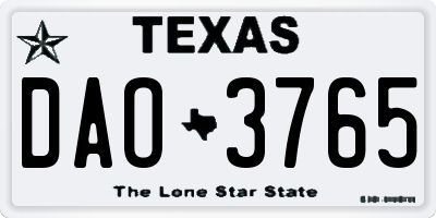 TX license plate DAO3765