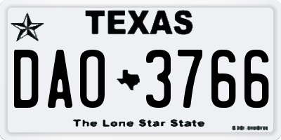 TX license plate DAO3766