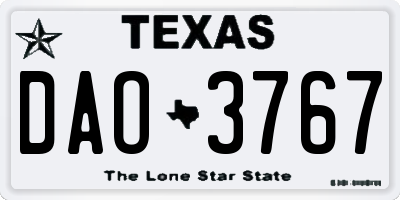 TX license plate DAO3767