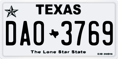 TX license plate DAO3769