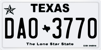 TX license plate DAO3770