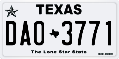 TX license plate DAO3771