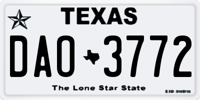 TX license plate DAO3772