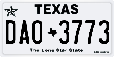 TX license plate DAO3773