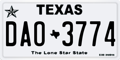 TX license plate DAO3774