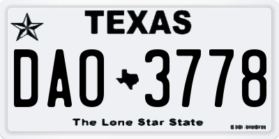 TX license plate DAO3778