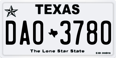 TX license plate DAO3780