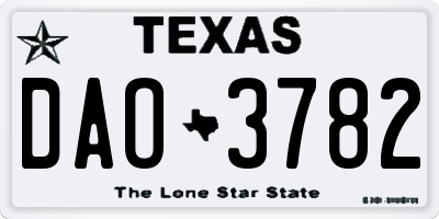 TX license plate DAO3782