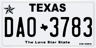 TX license plate DAO3783