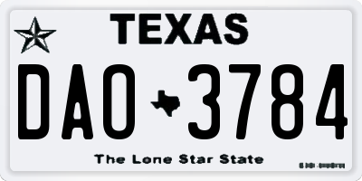 TX license plate DAO3784