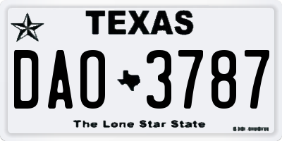 TX license plate DAO3787