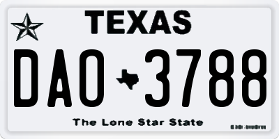 TX license plate DAO3788