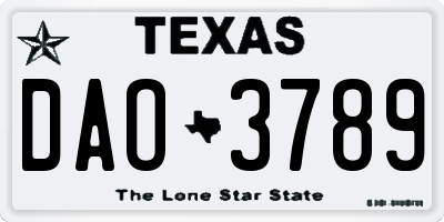 TX license plate DAO3789
