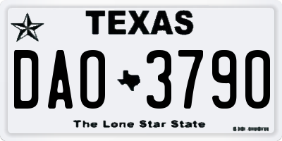 TX license plate DAO3790