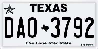 TX license plate DAO3792