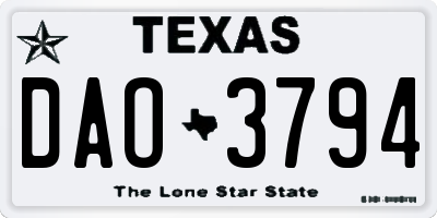 TX license plate DAO3794