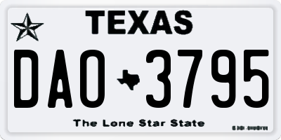 TX license plate DAO3795