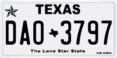 TX license plate DAO3797