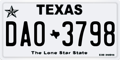 TX license plate DAO3798