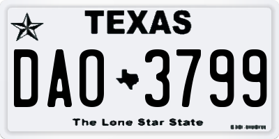 TX license plate DAO3799