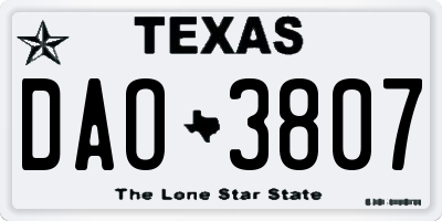 TX license plate DAO3807