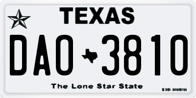 TX license plate DAO3810