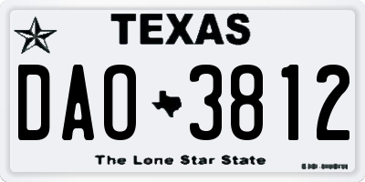 TX license plate DAO3812