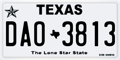 TX license plate DAO3813