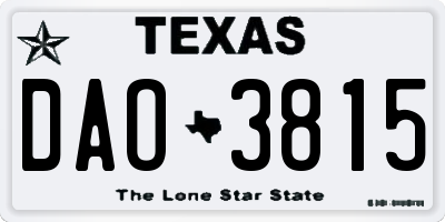 TX license plate DAO3815