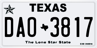 TX license plate DAO3817