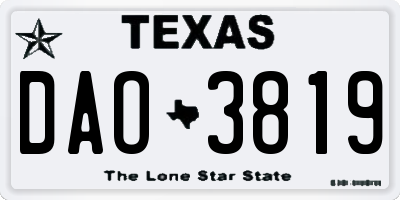 TX license plate DAO3819
