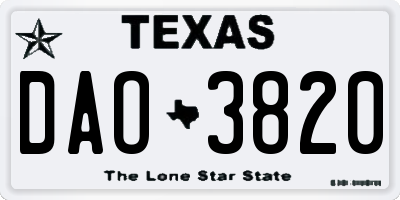 TX license plate DAO3820