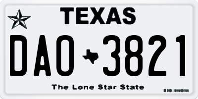 TX license plate DAO3821