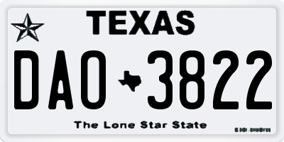 TX license plate DAO3822