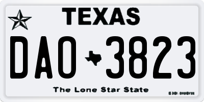 TX license plate DAO3823