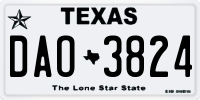 TX license plate DAO3824