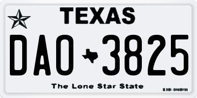 TX license plate DAO3825