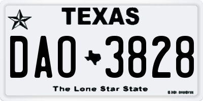 TX license plate DAO3828